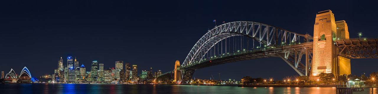 Sydney Harbour Bridge at night in Australia