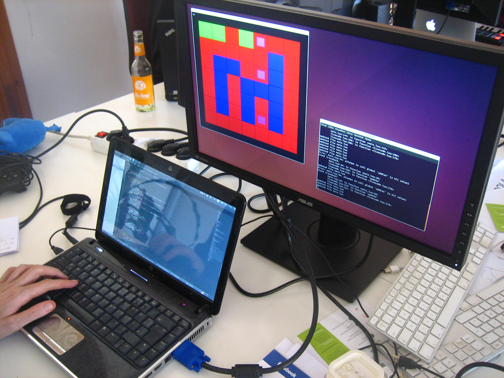 Game development work on screen