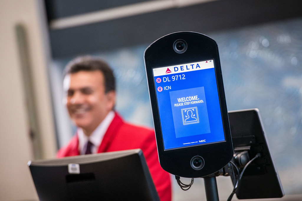 Facial recognition technology used for identity verification at a gate