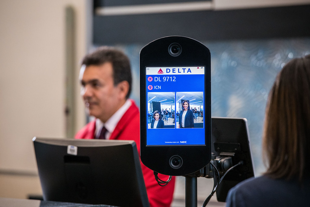 Passenger using facial recognition for identification while boarding