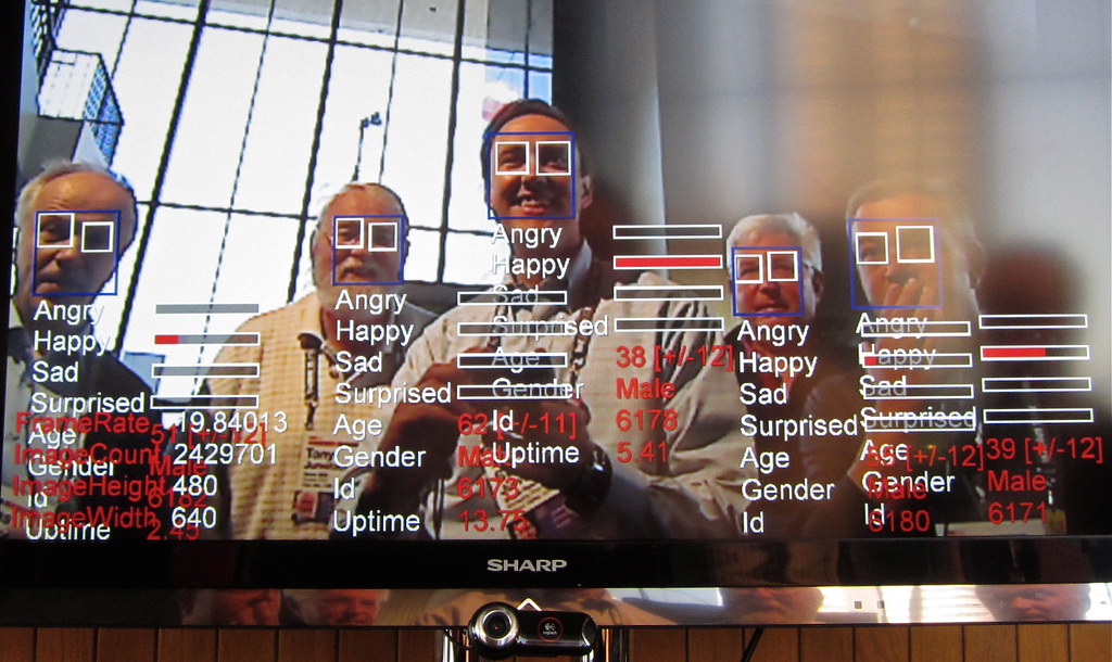 Face detection software identifying a face