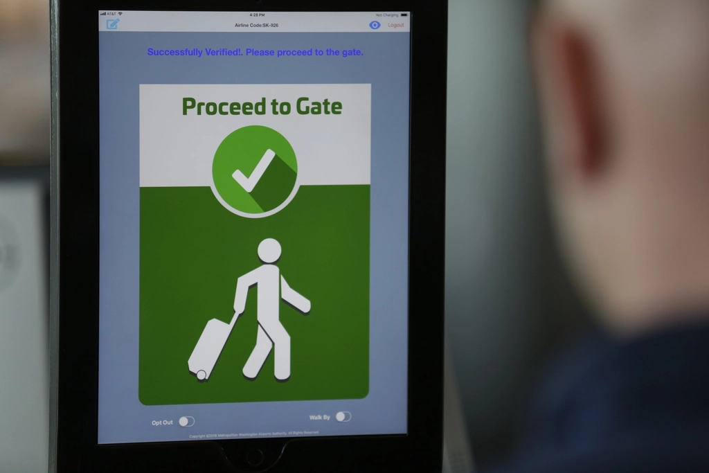 Tablet running facial recognition software