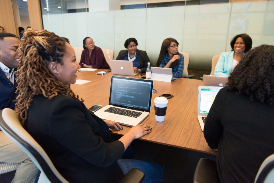 Meeting in a conference room