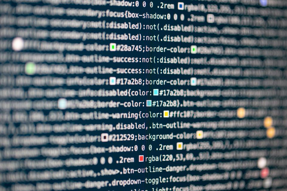 Computer code on a screen
