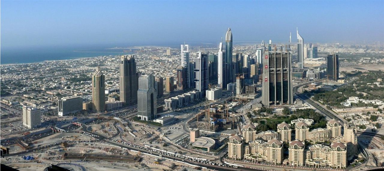Sheikh Zayed Road and the Dubai skyline in the United Arab Emirates