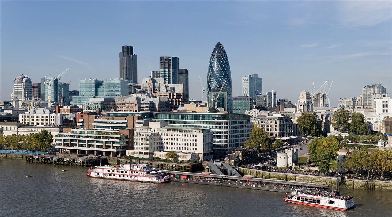 City of London skyline across the Thames, home of the UK Open Banking market